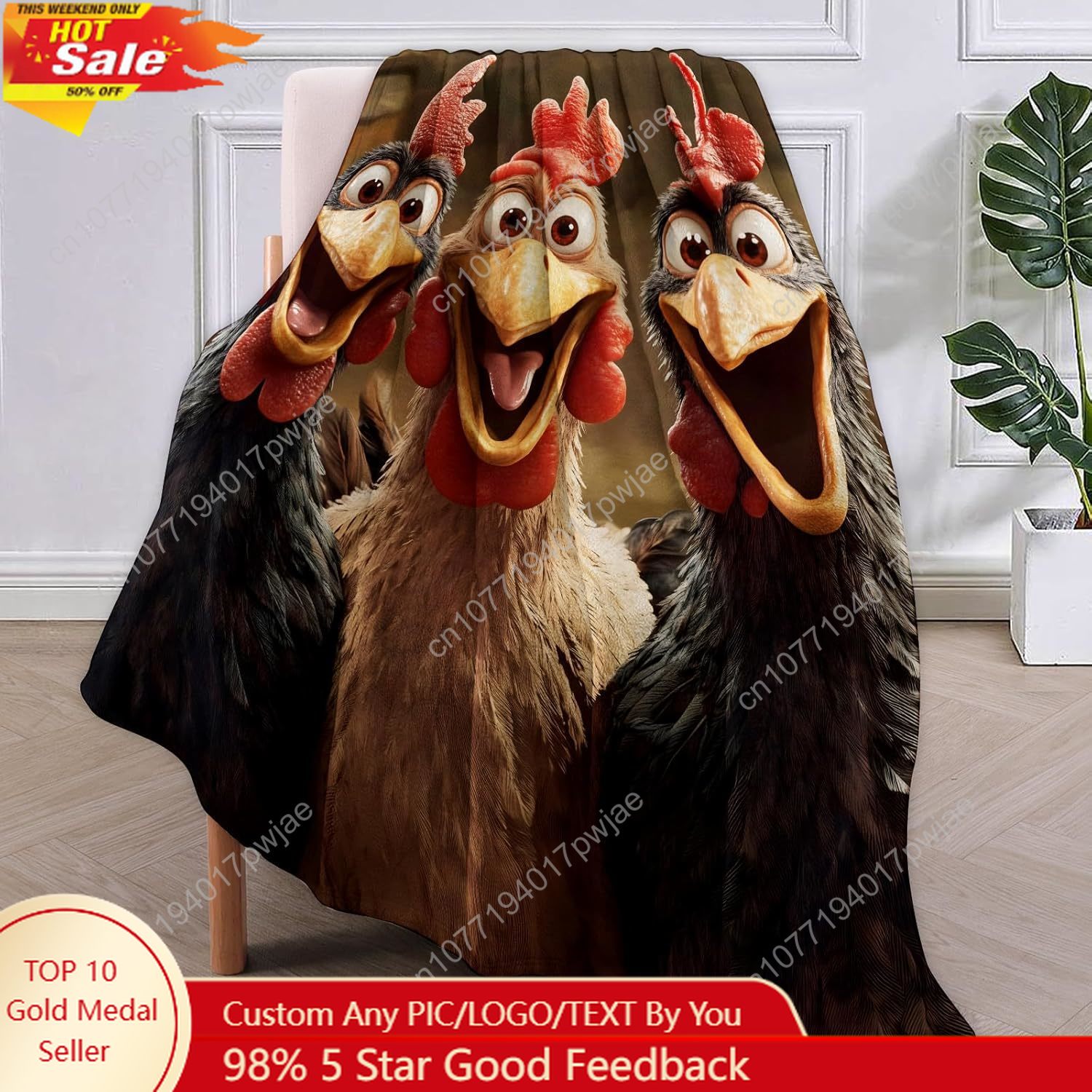 Home Of Textiles - Chickens Blanket Gifts for Women, Cartoon