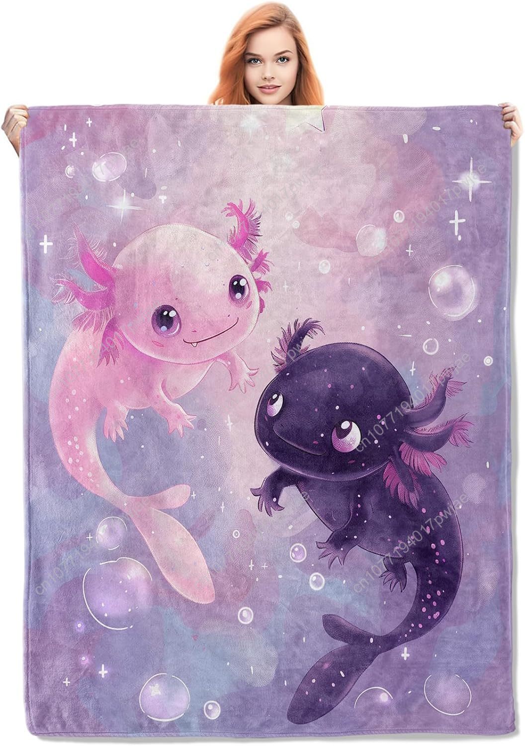 Home Of Textiles - Axolotl Blanket Cute Axolotls Flannel Throw