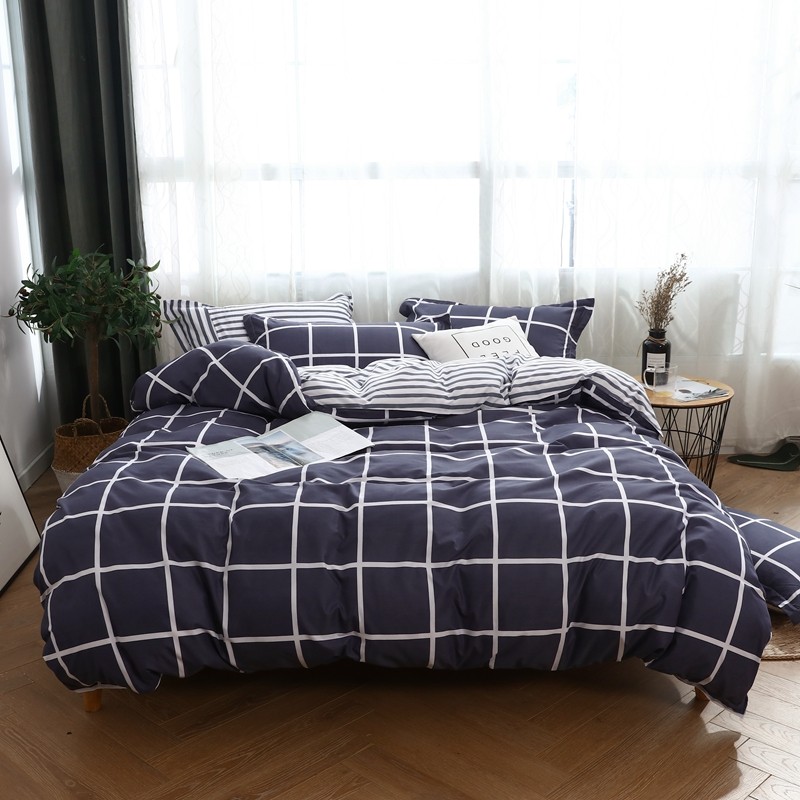 Double Bed Plaid Quilt Cover M - Bed Sheet Microfiber 评论和价格
