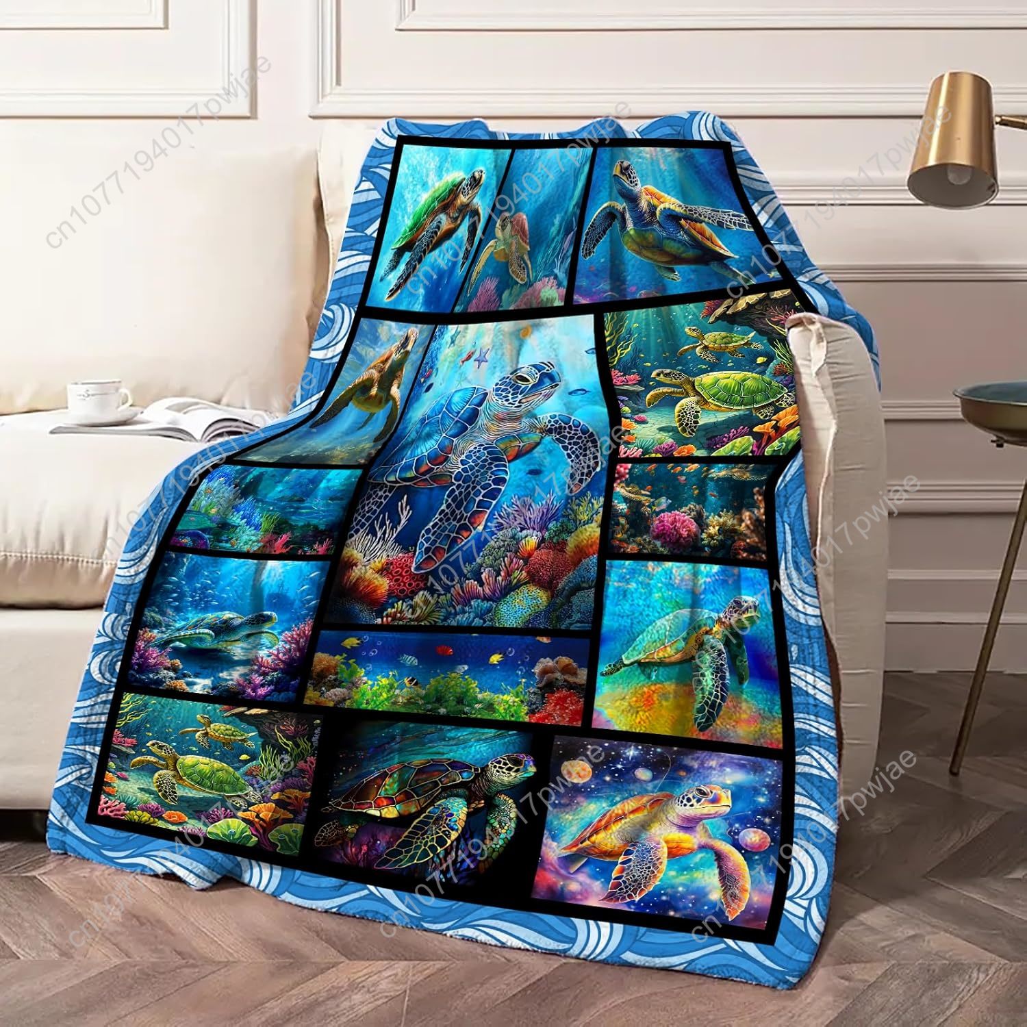 Sea Turtle Flannel Throw Blank - Home Of Textiles 评论和价格