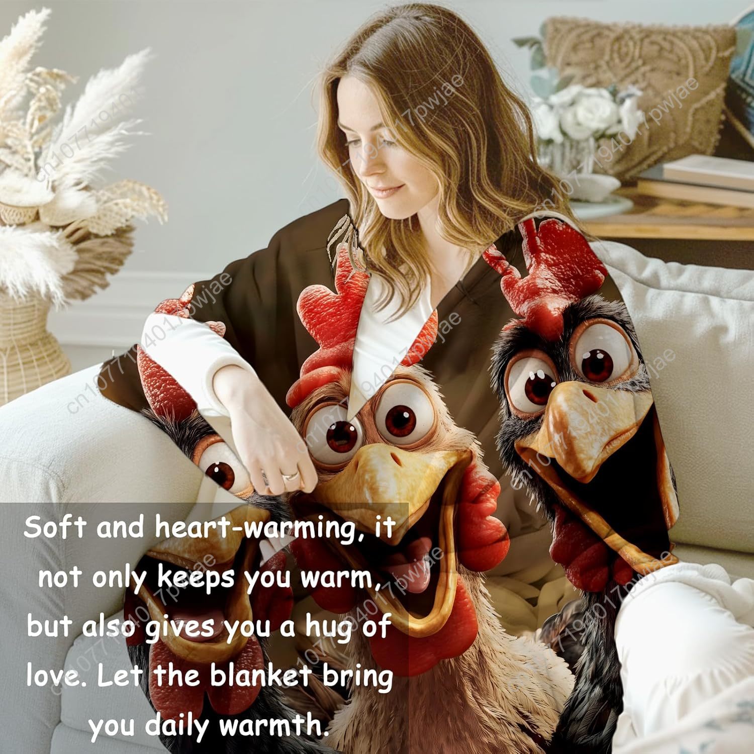 Chickens Blanket Gifts for Wom - Home Of Textiles 评论和价格