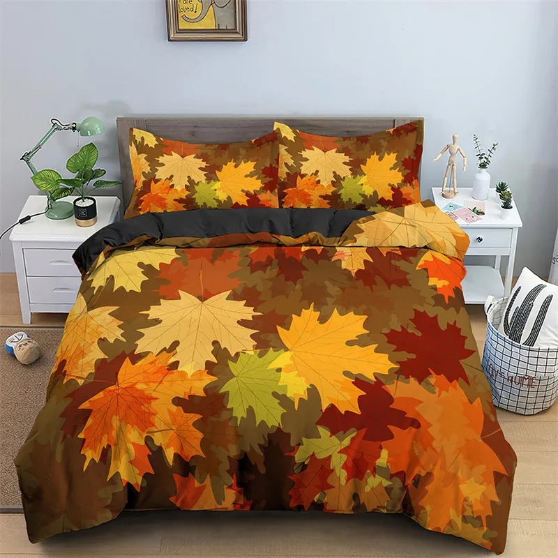 Maple Leaves Duvet Cover Autum - Bed Sheet Microfiber 评论和价格