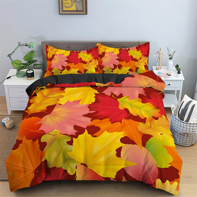 Maple Leaves Duvet Cover Autum - Bed Sheet Microfiber 评论和价格