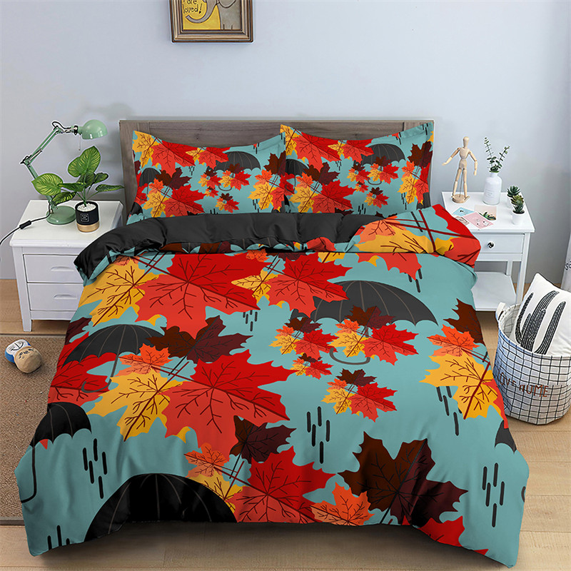 Maple Leaves Duvet Cover Autum - Bed Sheet Microfiber 评论和价格