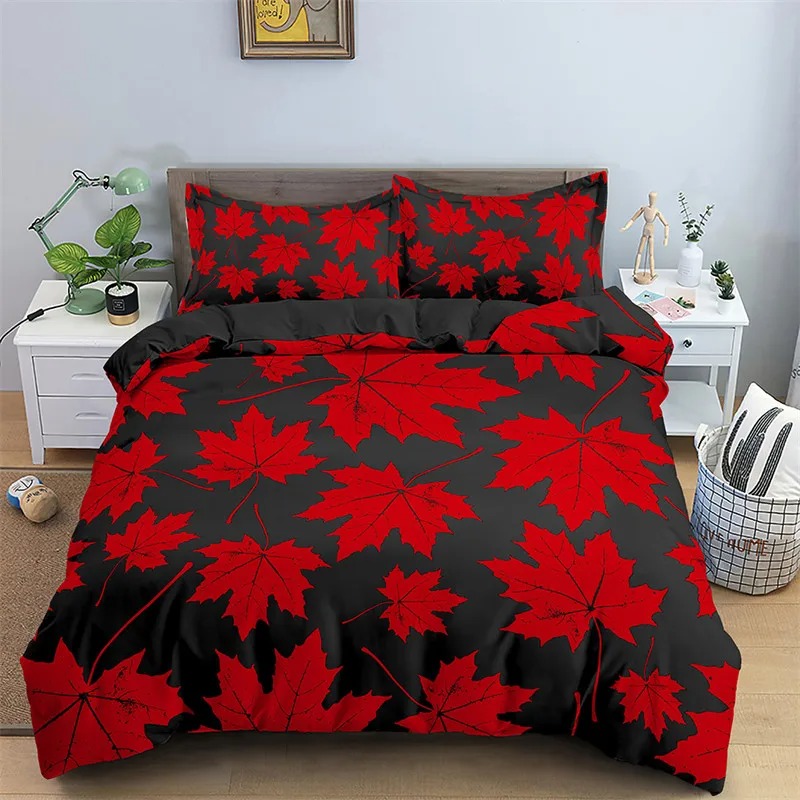 Maple Leaves Duvet Cover Autum - Bed Sheet Microfiber 评论和价格