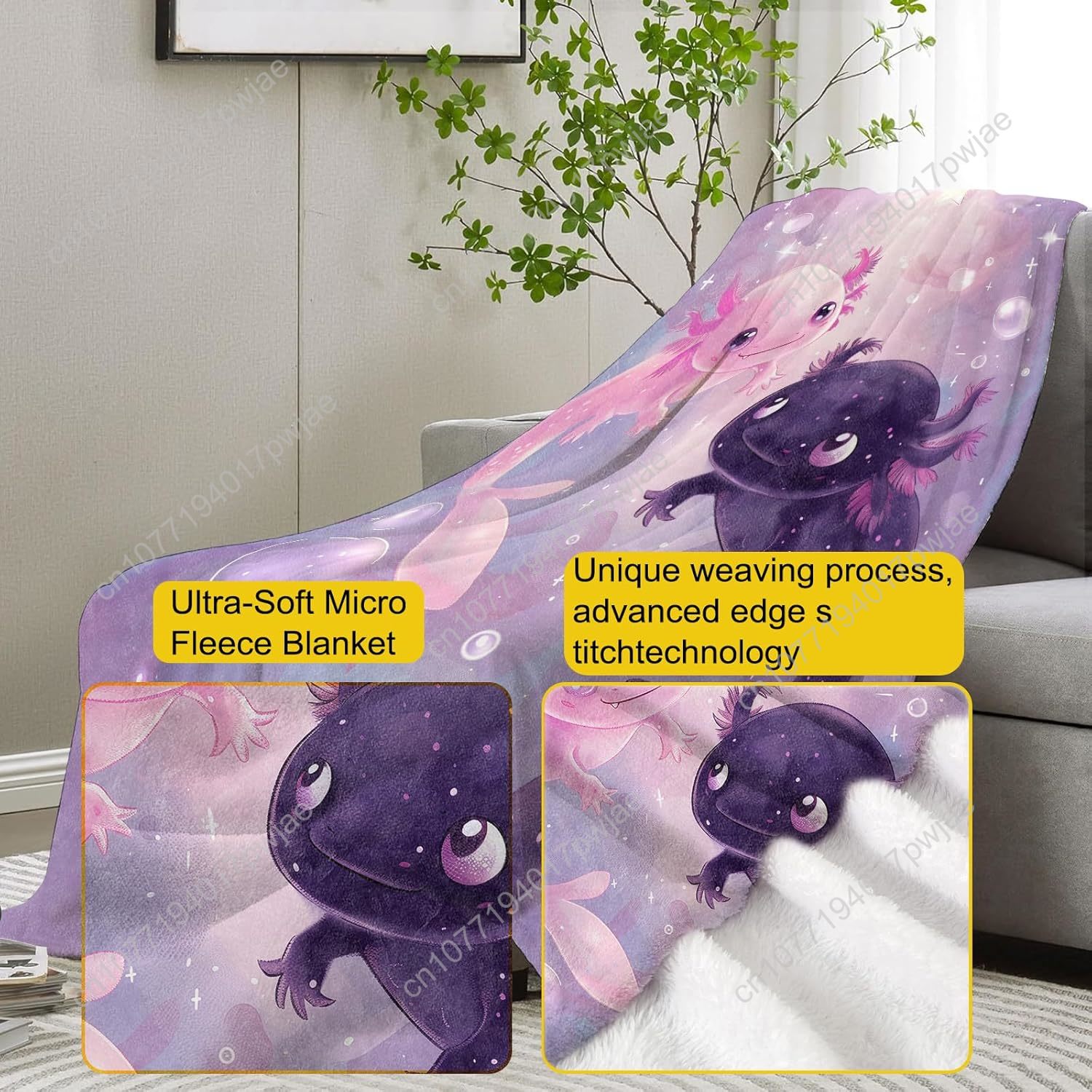 Axolotl Blanket Cute Axolotls  - Home Of Textiles 评论和价格