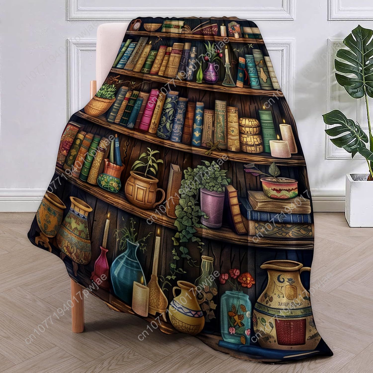 Vintage Bookshelf Blanket Read - Home Of Textiles 评论和价格