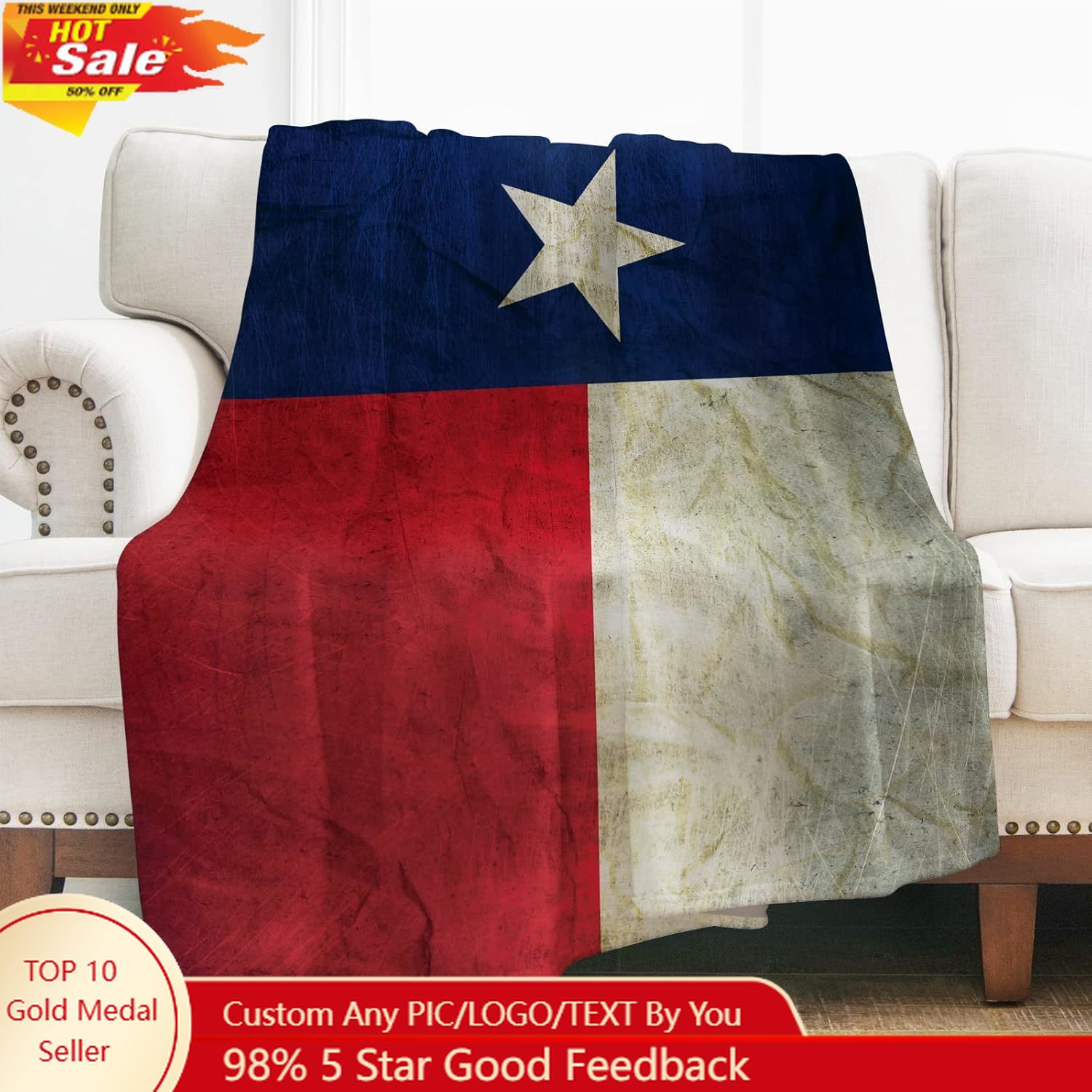 Levens Texas Flag Throw Blanke - Home Of Textiles 评论和价格