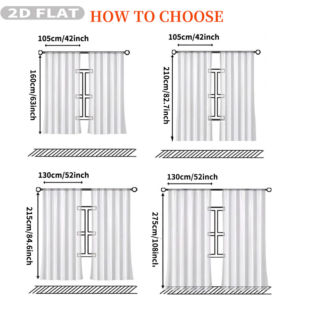 Custom 2D Flat 2pcs Sheer Curt - Textiles For Home 评论和价格