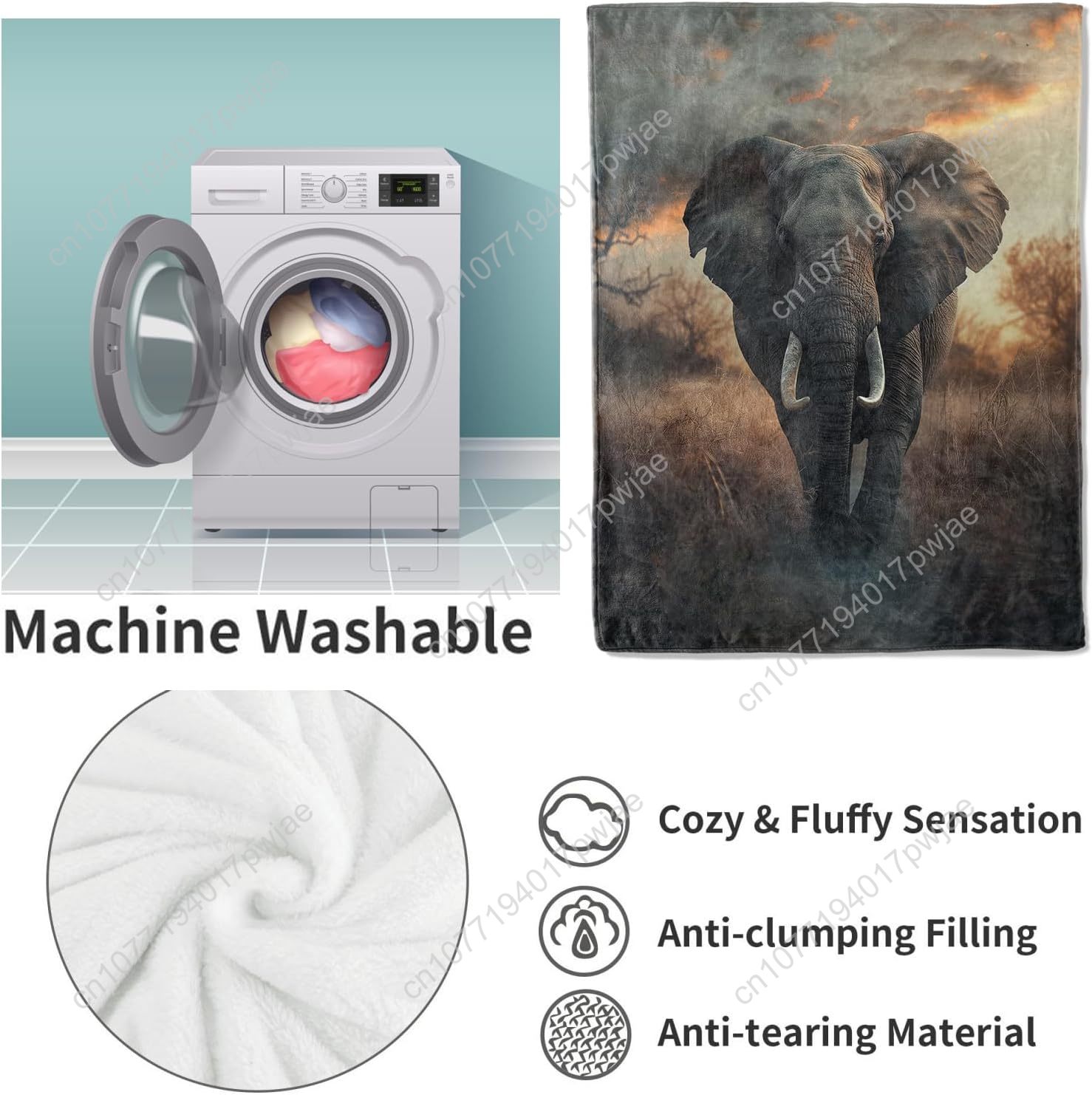 Elephant Fleece Blanket, Reali - Home Of Textiles 评论和价格