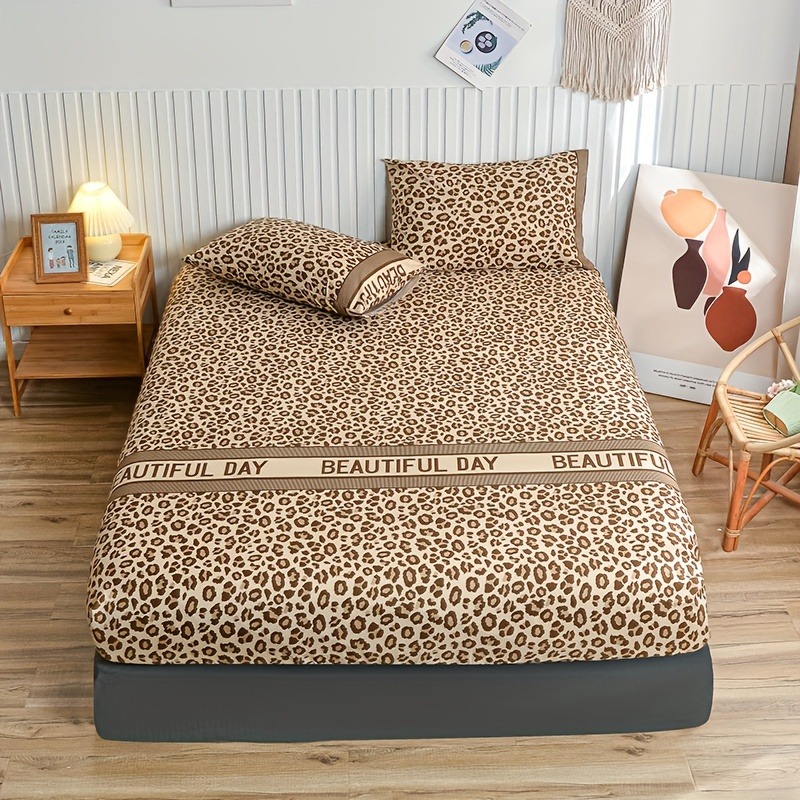 Vintage Leopard Print Fitted S - Bed Sheet Microfiber 评论和价格