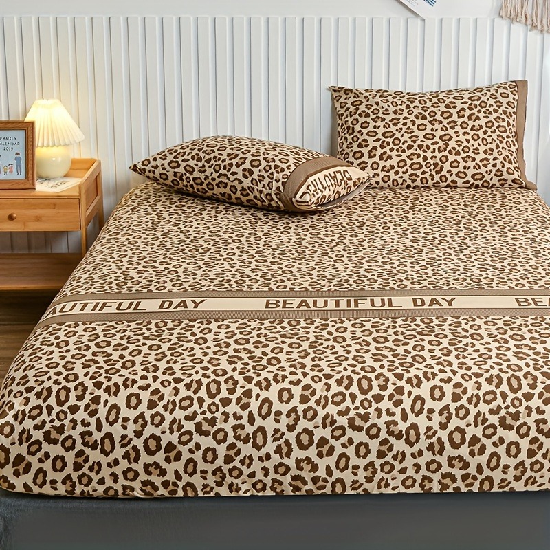 Vintage Leopard Print Fitted S - Bed Sheet Microfiber 评论和价格