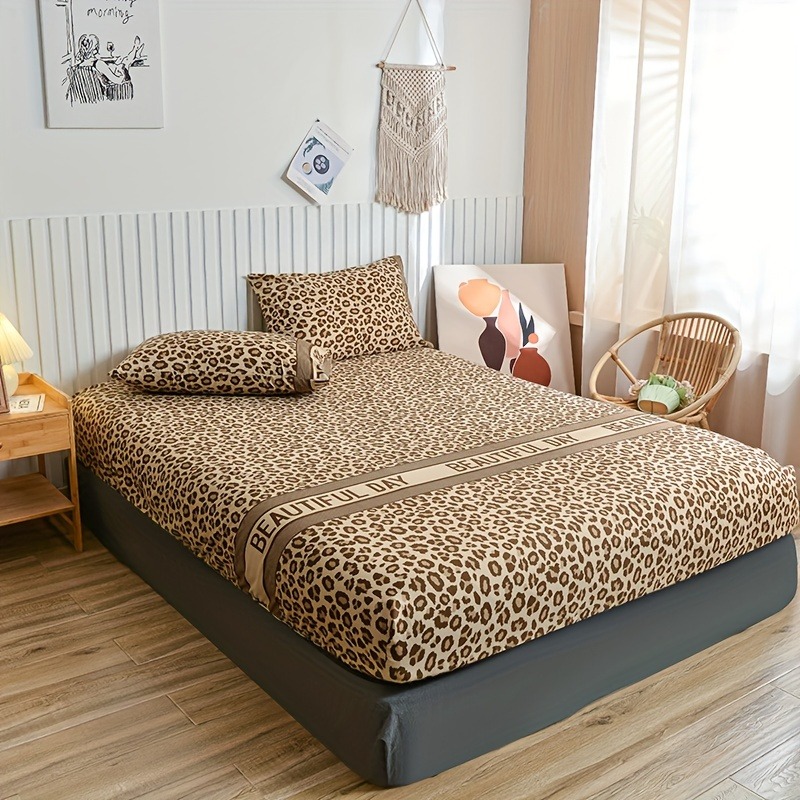 Vintage Leopard Print Fitted S - Bed Sheet Microfiber 评论和价格