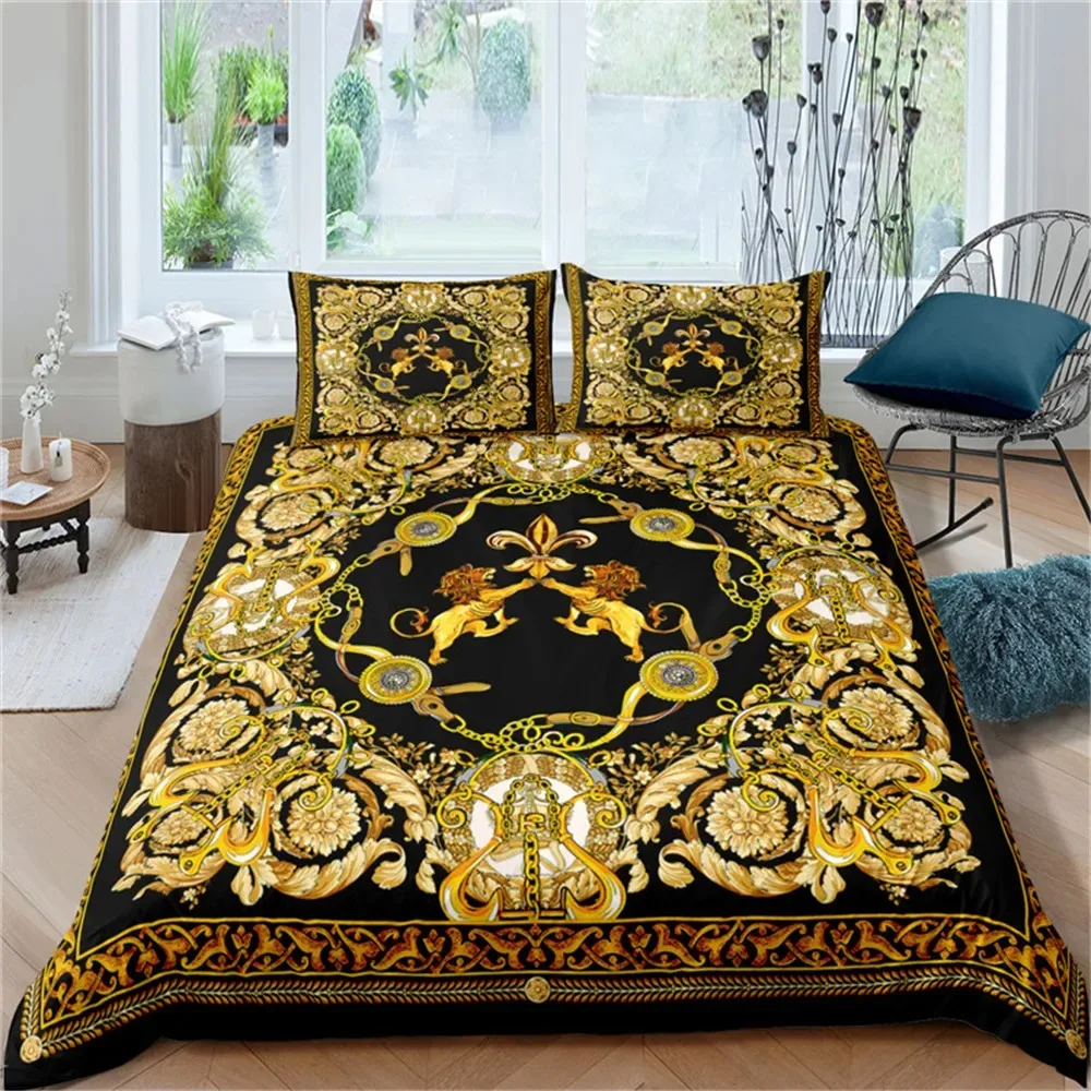 Baroque Modern Art 3D Golden L - Bed Sheet Microfiber 评论和价格