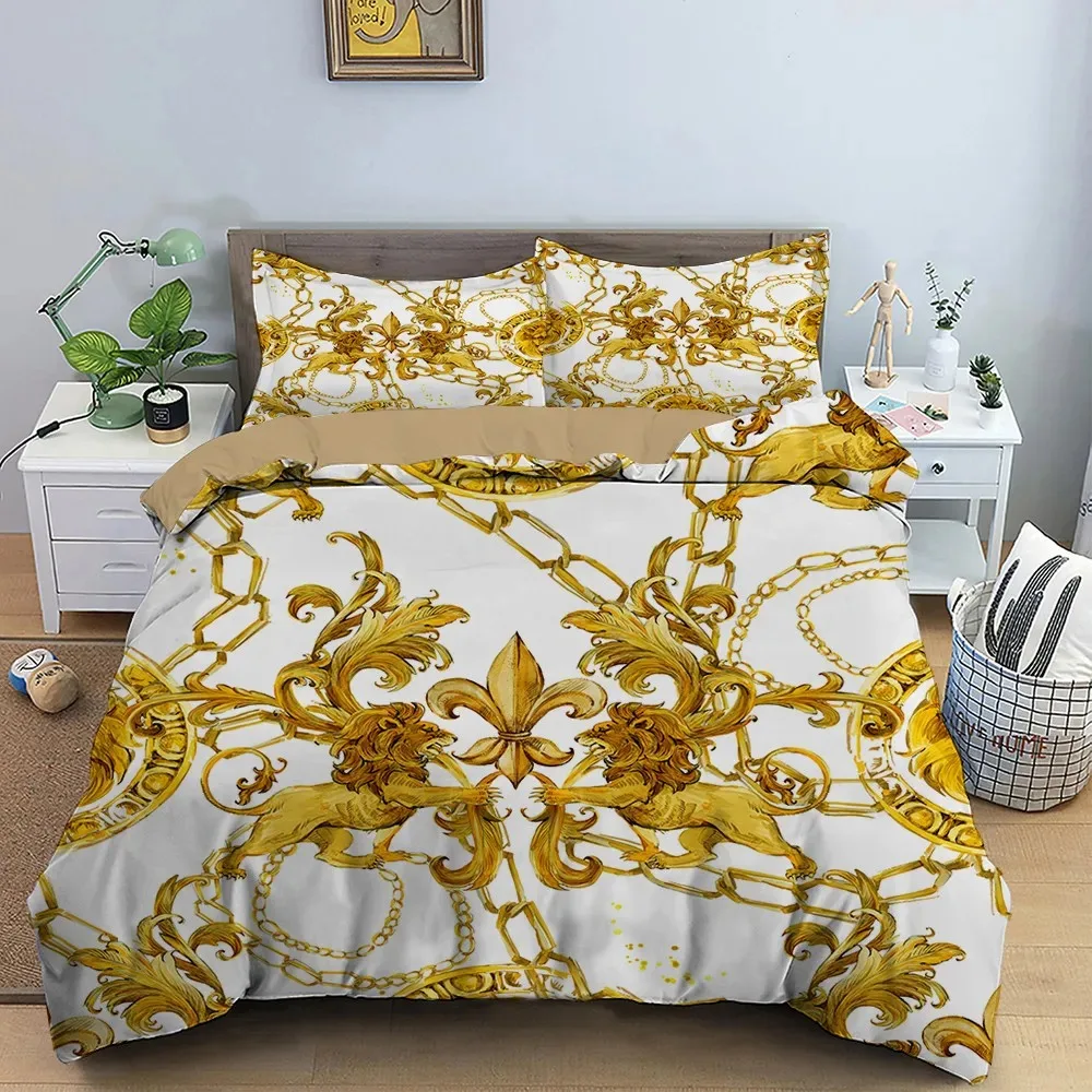 Baroque Modern Art 3D Golden L - Bed Sheet Microfiber 评论和价格