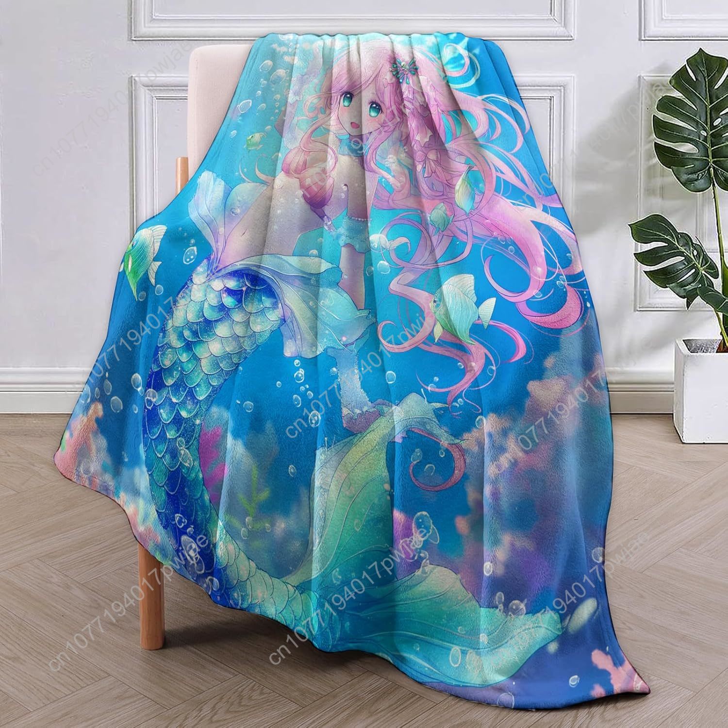 Cute Mermaid Blanket Cartoon F - Home Of Textiles 评论和价格