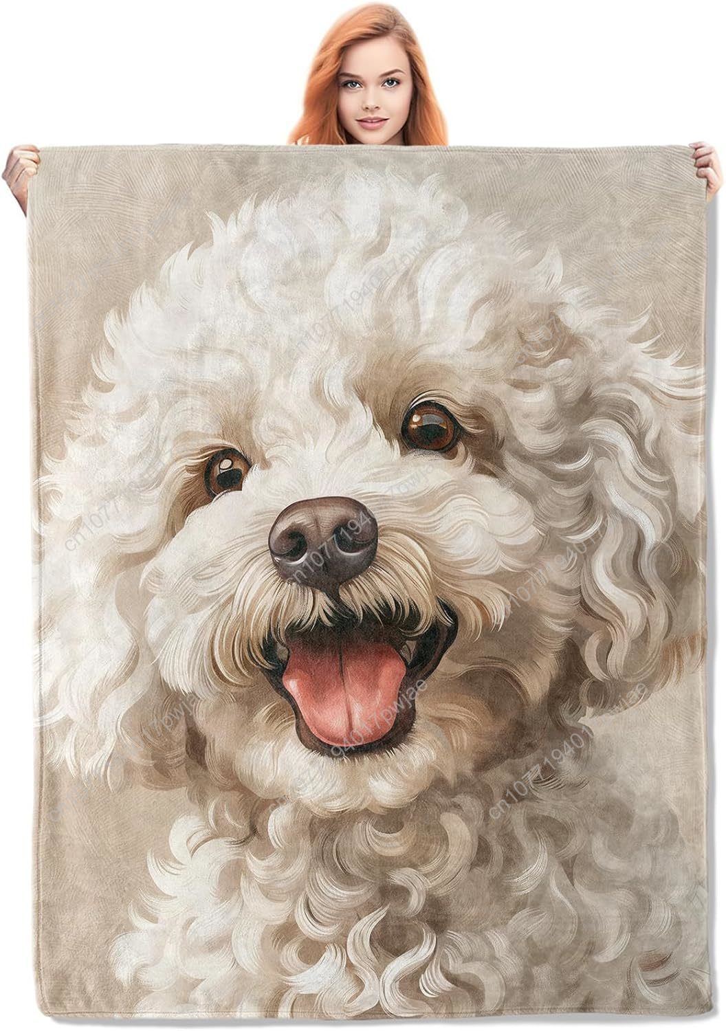 Joyful Poodle Portrait Blanket - Home Of Textiles 评论和价格
